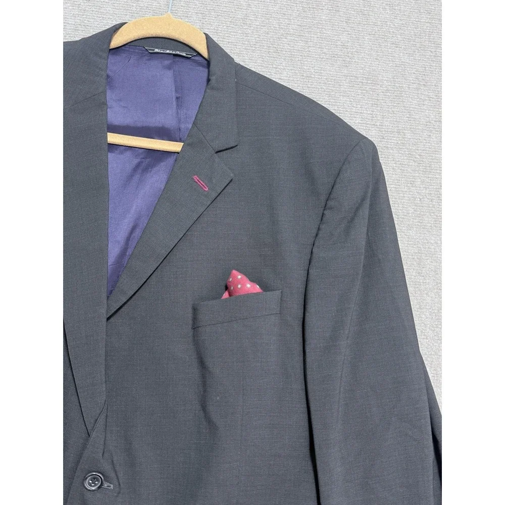 Jack Victor Blazer Mens 46R Charcoal 3SIXTY5‎ Wool Stretch 2 Button Side Vents